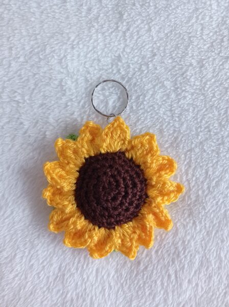 Sunflower - crocheted keychain ring toy